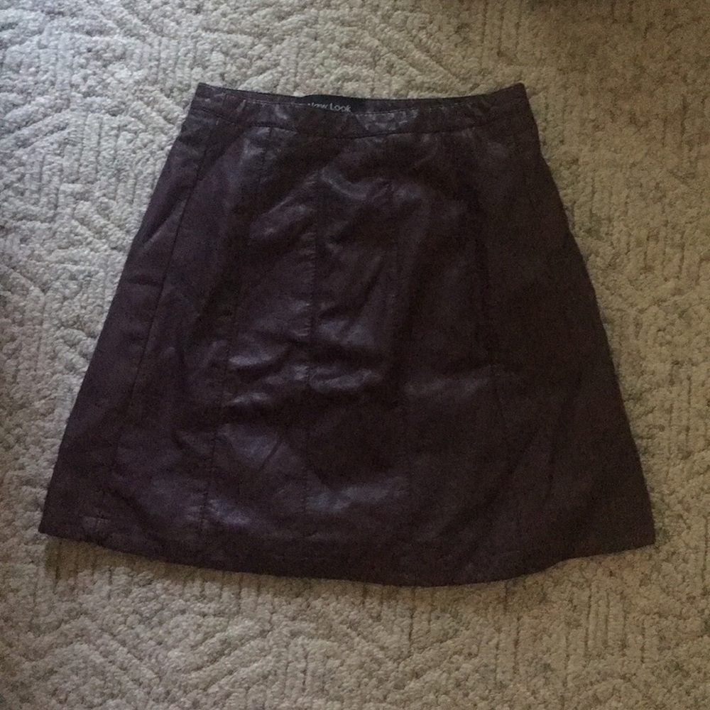 Burgundy Faux Leather Skirt